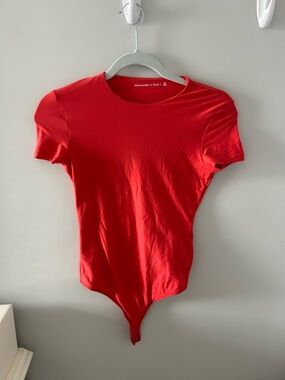Abercrombie Red Short Sleeve Bodysuit